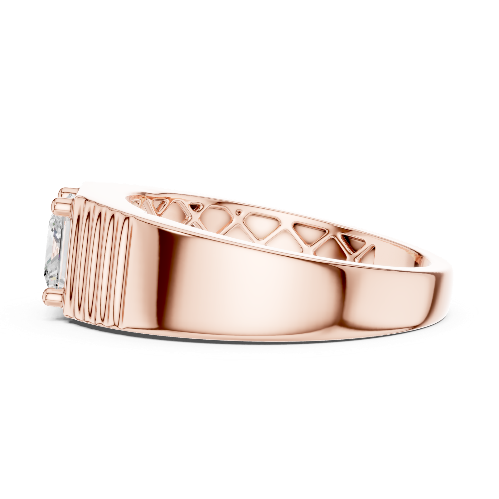 14K Solid Gold Lab Diamond Solitaire Ring, Rose Gold, view 3