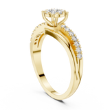 14K Solid Gold Lab Diamond Crossover Ring, Yellow Gold, view 1