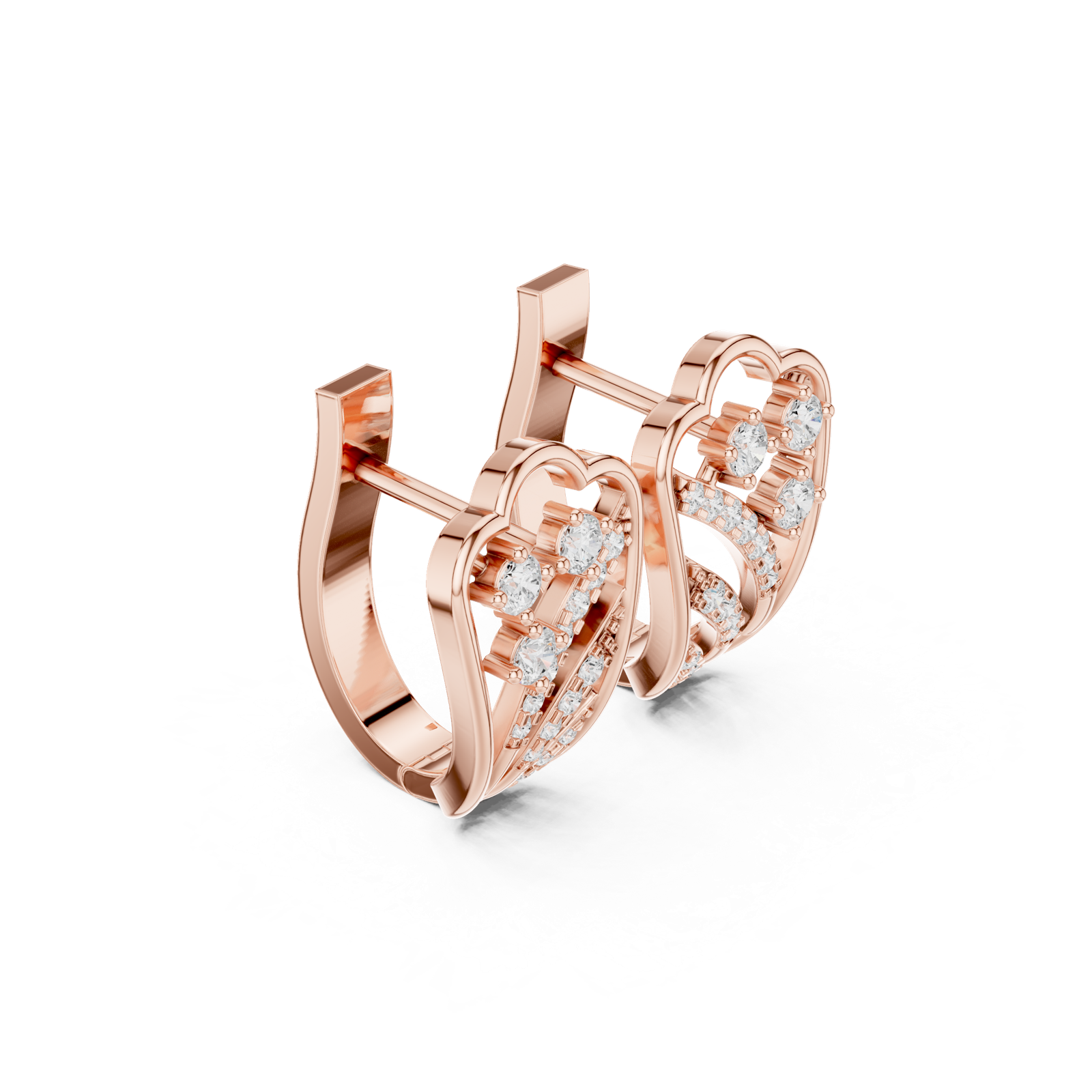 14K Solid Gold Lab Diamond Cluster Earrings, Rose Gold, view 1