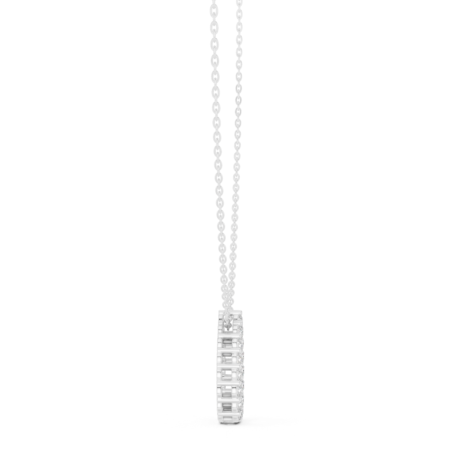 14K Solid Gold Lab Diamond Pendant Necklace, White Gold, view 3