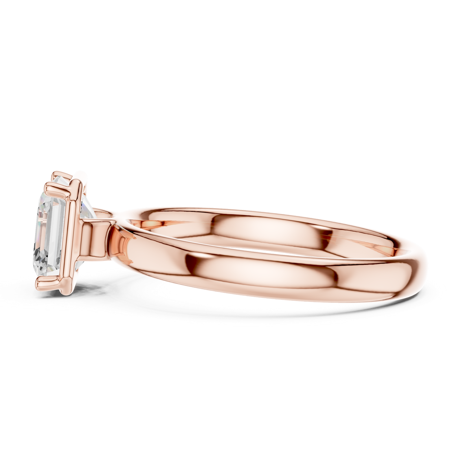 Gold Jewelry, Asscher center stone, Rose Gold, view 3