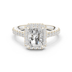 Gold Ring DDLR-118, Radiant center stone, White Gold