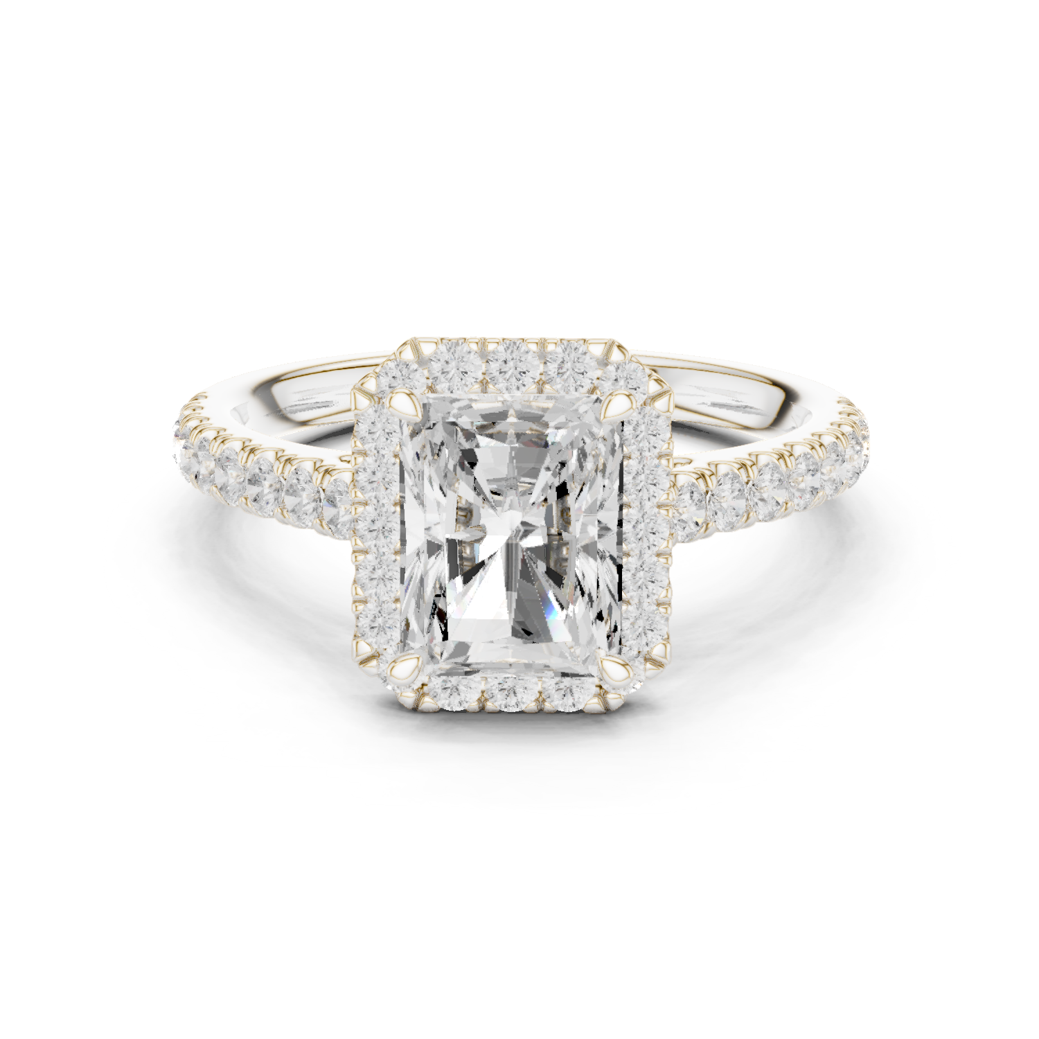 Gold Ring DDLR-118, Radiant center stone, White Gold