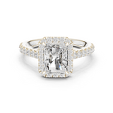 Gold Ring DDLR-118, Radiant center stone, White Gold