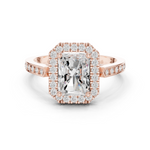 Gold Ring DDLR-349, Radiant center stone, Rose Gold