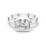 Gold Jewelry L36-3, Asscher center stone, White Gold