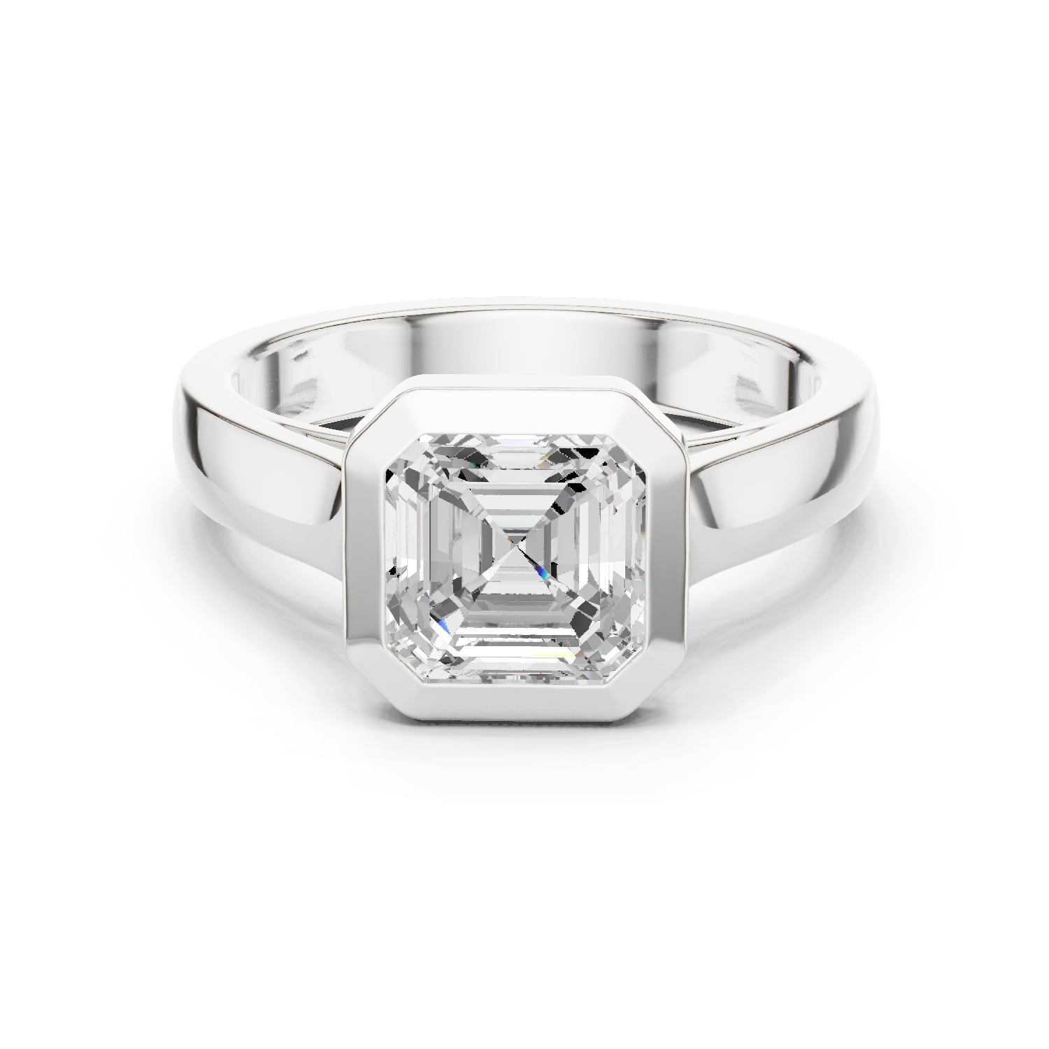 Gold Jewelry L36-3, Asscher center stone, White Gold