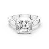 Gold Jewelry L36-3, Asscher center stone, White Gold