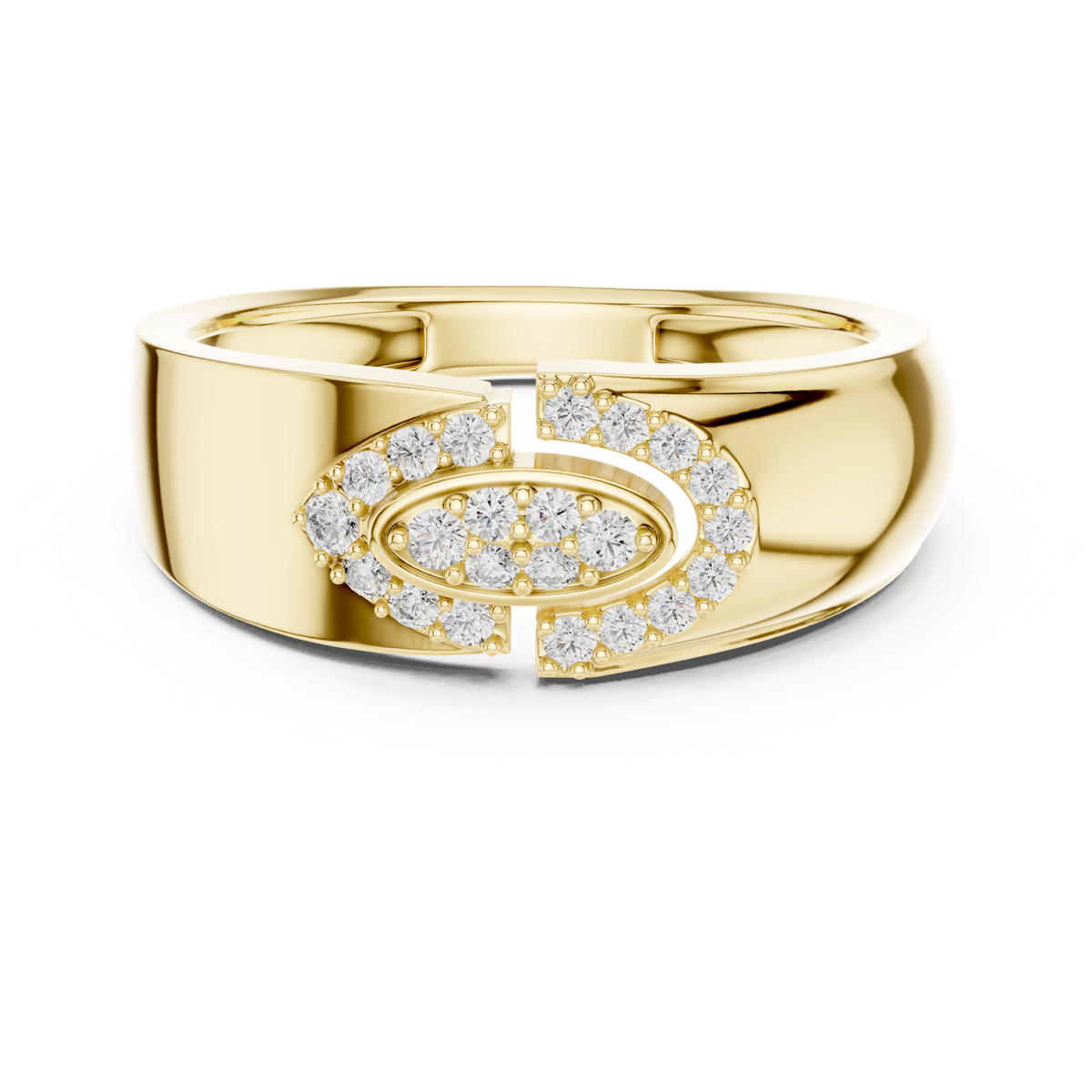 14K Solid Gold Lab Diamond Cluster Ring, Yellow Gold