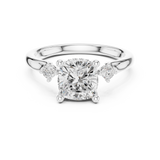 Gold Ring DDLR-164, Cushion center stone, White Gold, view 4