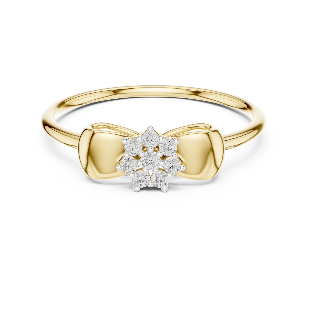 14K Solid Gold Lab Diamond Cluster Ring, Yellow Gold
