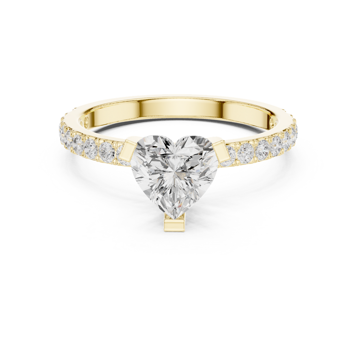 14K Solid Gold Lab Diamond Three-Stone Ring, Yellow Gold