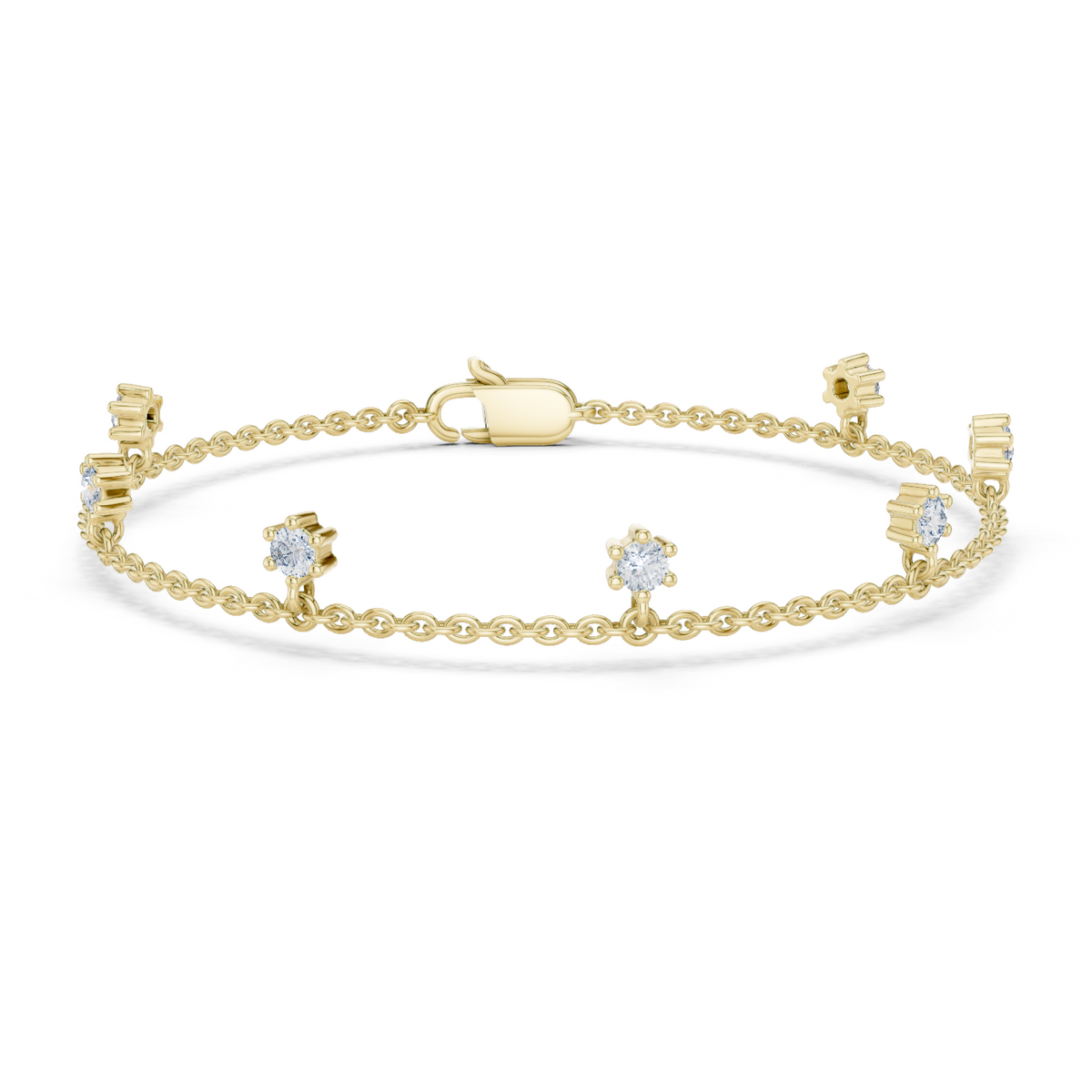 14K Solid Gold Lab Diamond Bracelet, Yellow Gold