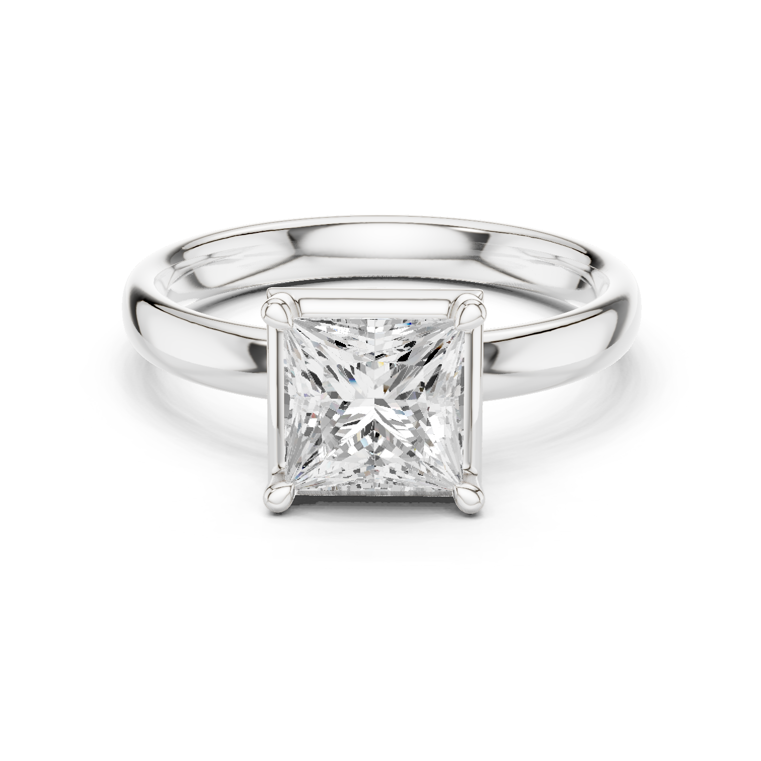 Gold Jewelry L36-10, Princess center stone, White Gold