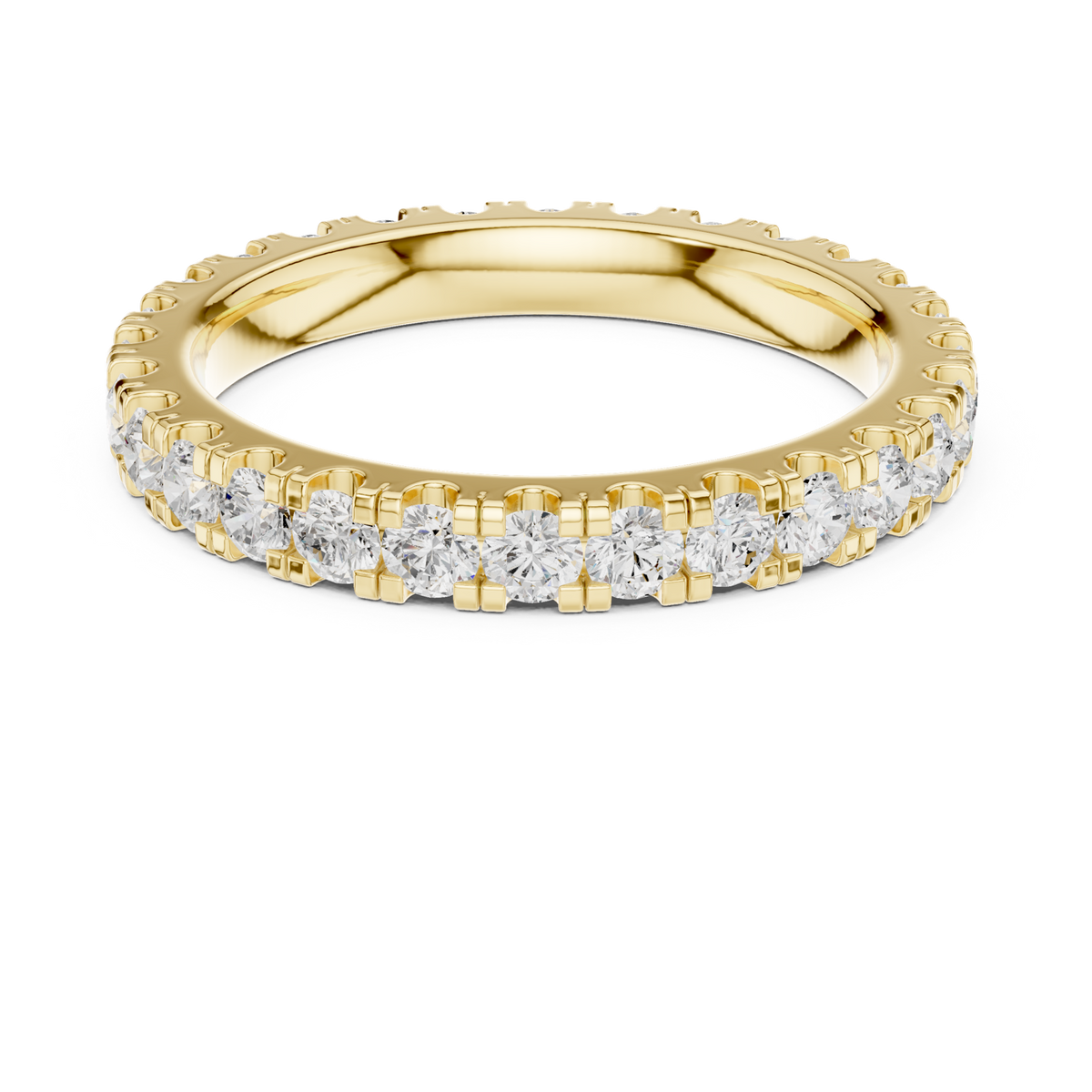 14K Solid Gold Lab Diamond Eternity Ring, Yellow Gold