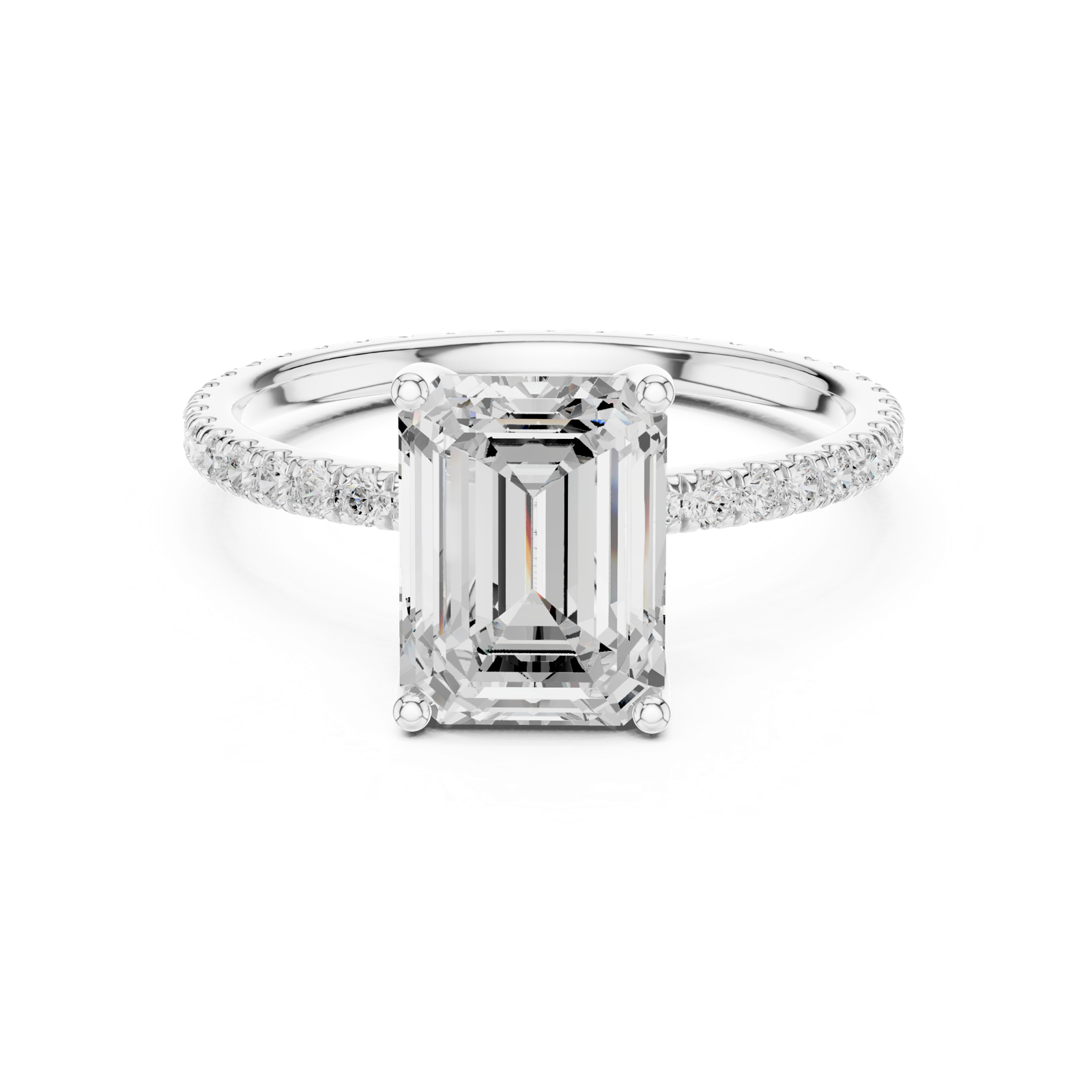 Gold Jewelry L36-16, Emerald center stone, White Gold, view 4