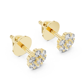 14K Solid Gold Lab Diamond Flower Cluster Earrings, Yellow Gold, view 2