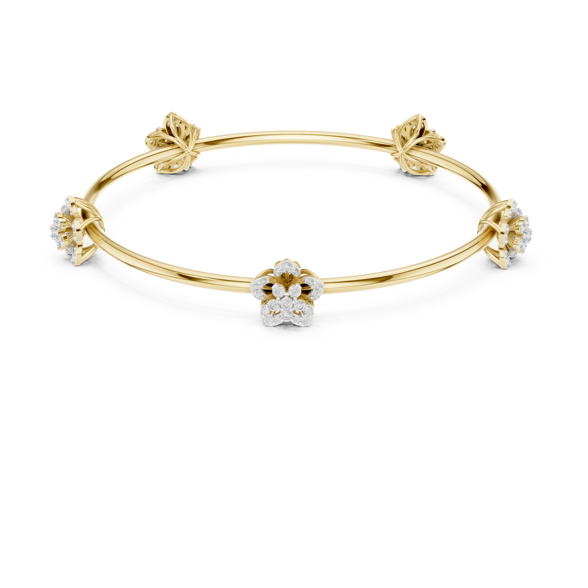 14K Solid Gold Lab Diamond Bracelet, Yellow Gold