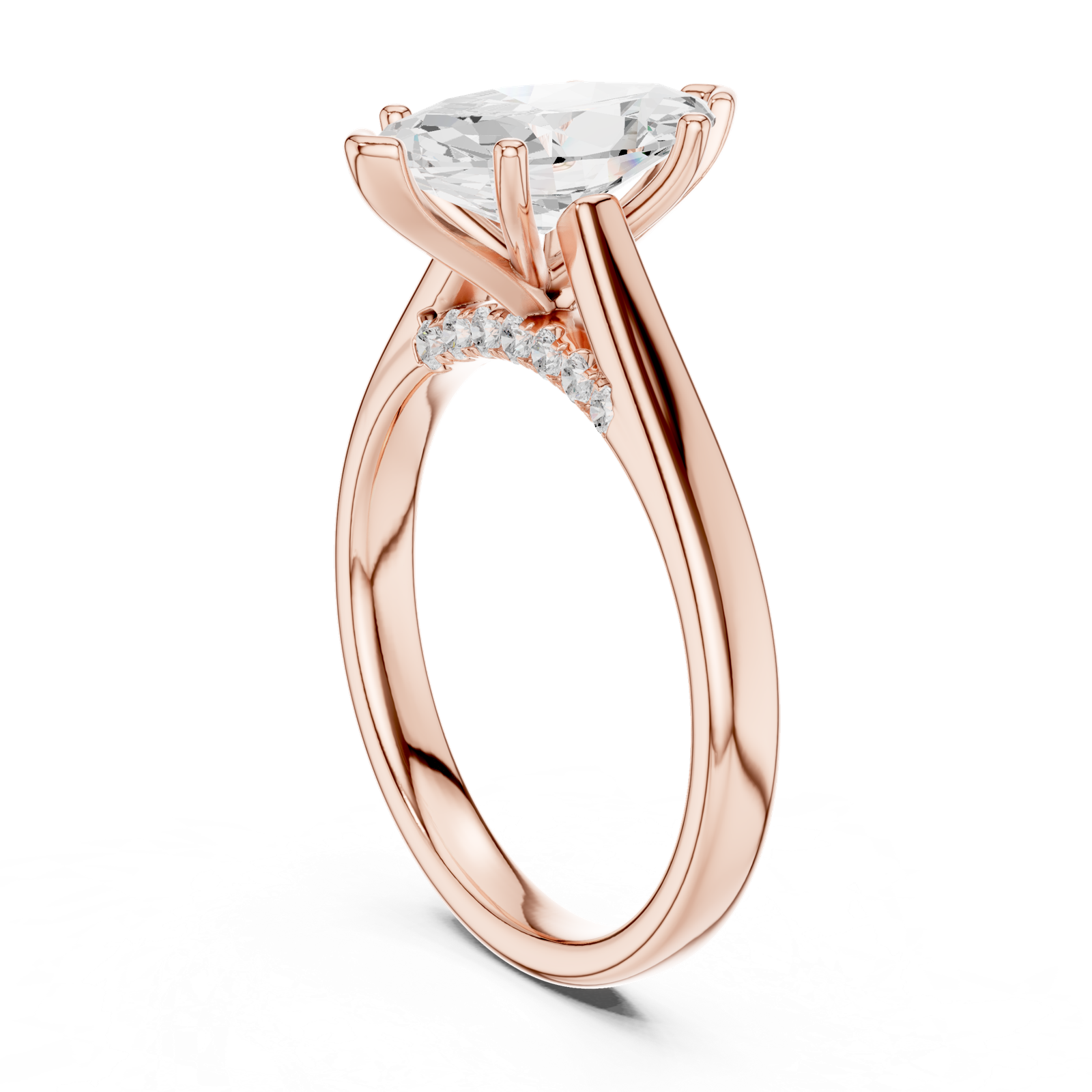 Gold Jewelry, Marquise center stone, Rose Gold, view 1
