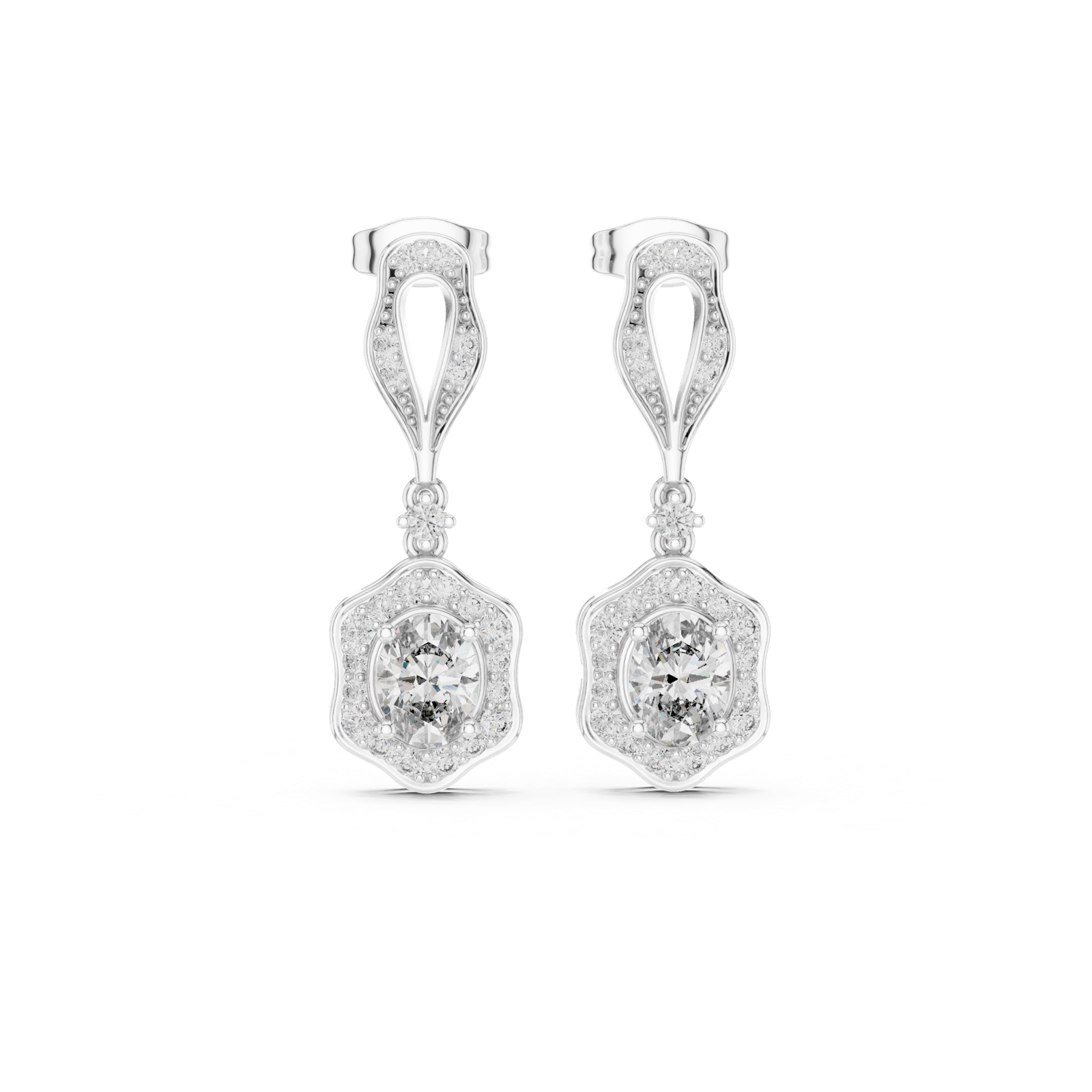 Gold Earrings 3-10013E_185, White Gold