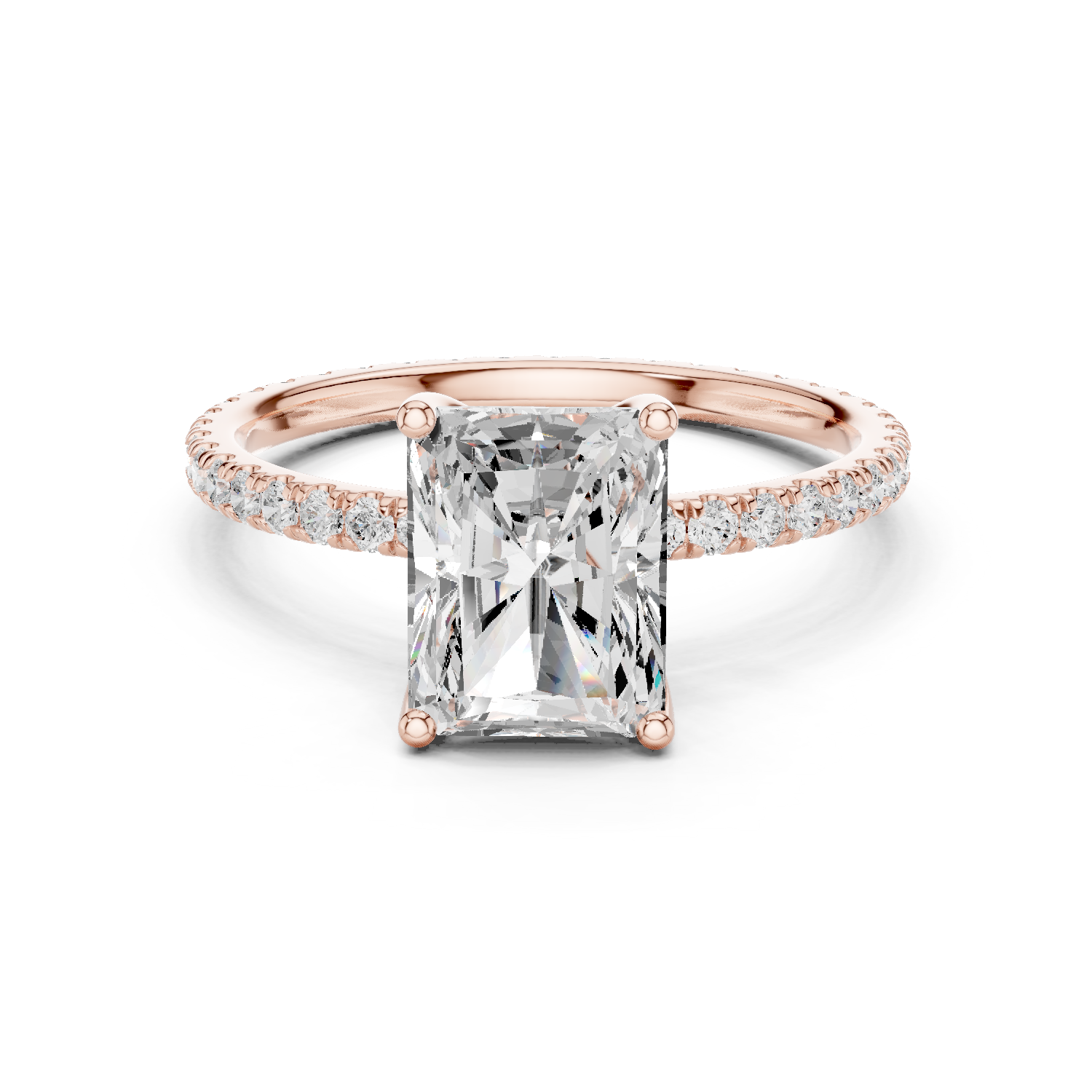 Gold Jewelry L36-16, Radiant center stone, Rose Gold