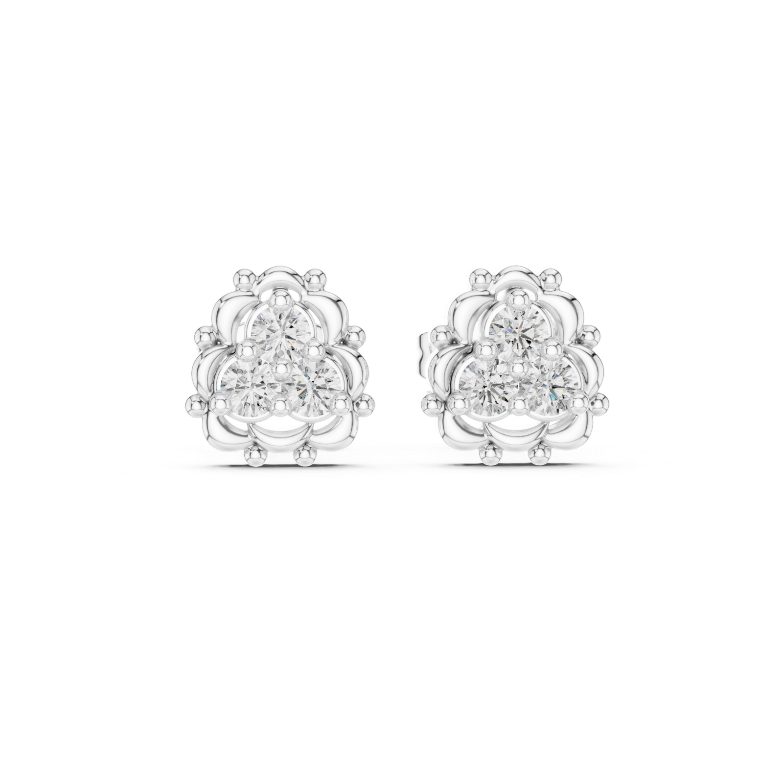 Gold Earrings 9-10040E, White Gold