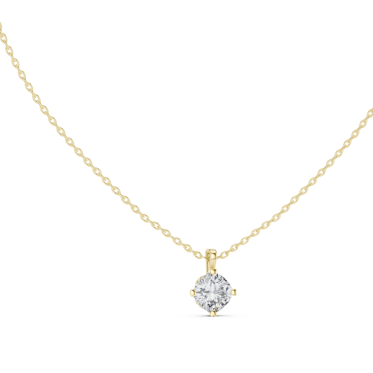14K Solid Gold Lab Diamond Solitaire Pendant Necklace, Yellow Gold, view 1