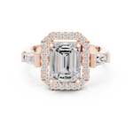 Gold Ring, Emerald center stone, Rose Gold, view 4