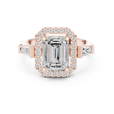 Gold Ring, Emerald center stone, Rose Gold, view 4