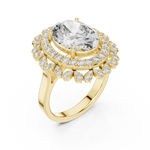 14K Solid Gold Lab Diamond Halo Ring, Yellow Gold, view 2