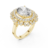 14K Solid Gold Lab Diamond Halo Ring, Yellow Gold, view 2