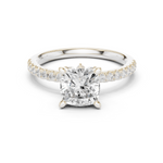 Gold Ring, Cushion center stone, White Gold