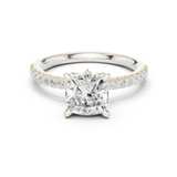 Gold Ring, Cushion center stone, White Gold