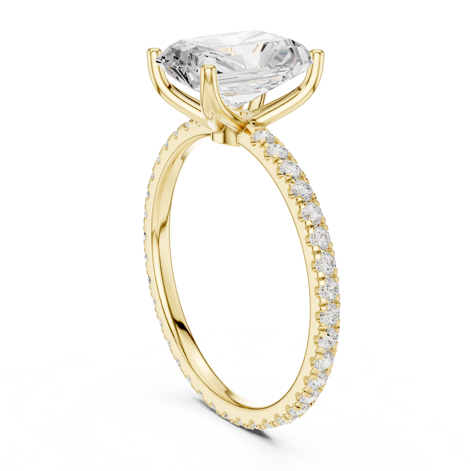 Gold Jewelry L36-16, Radiant center stone, Yellow Gold, view 1