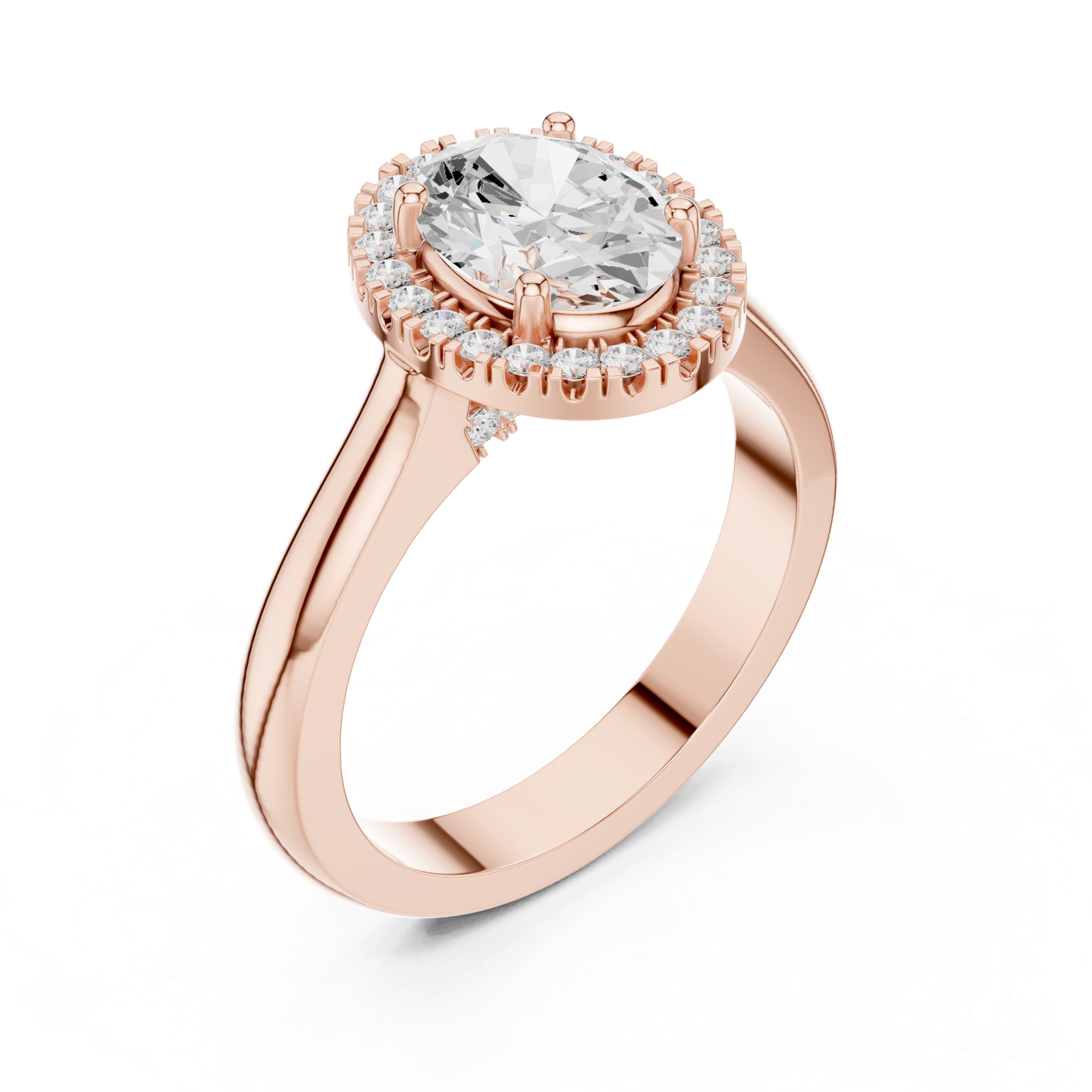 Gold Ring DDLR-338, Oval center stone, Rose Gold, view 2