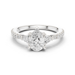 Gold Ring DDLR-037, Pear center stone, White Gold