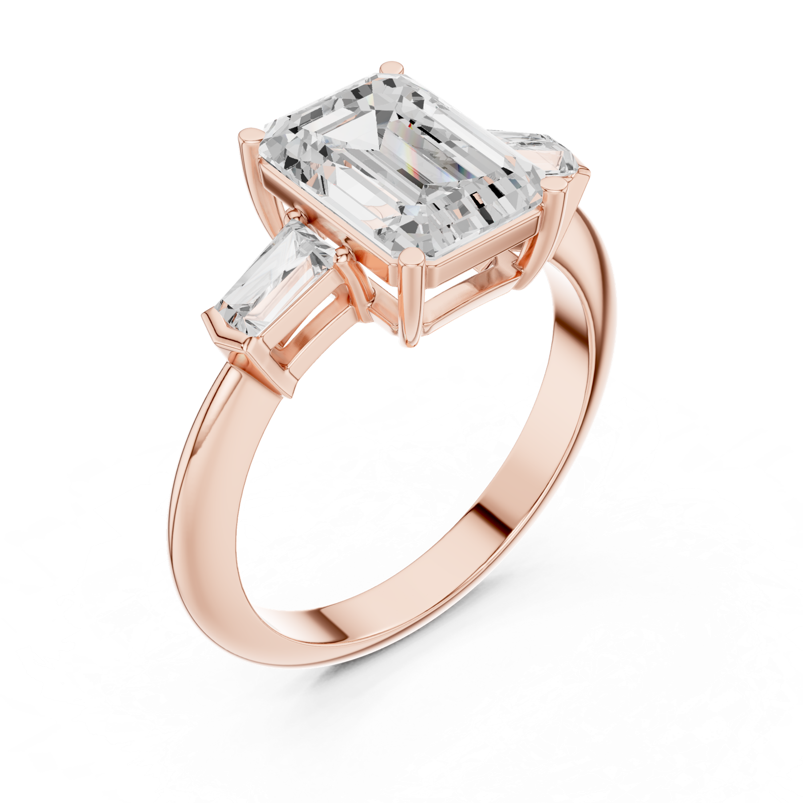Gold Jewelry, Emerald center stone, Rose Gold, view 2