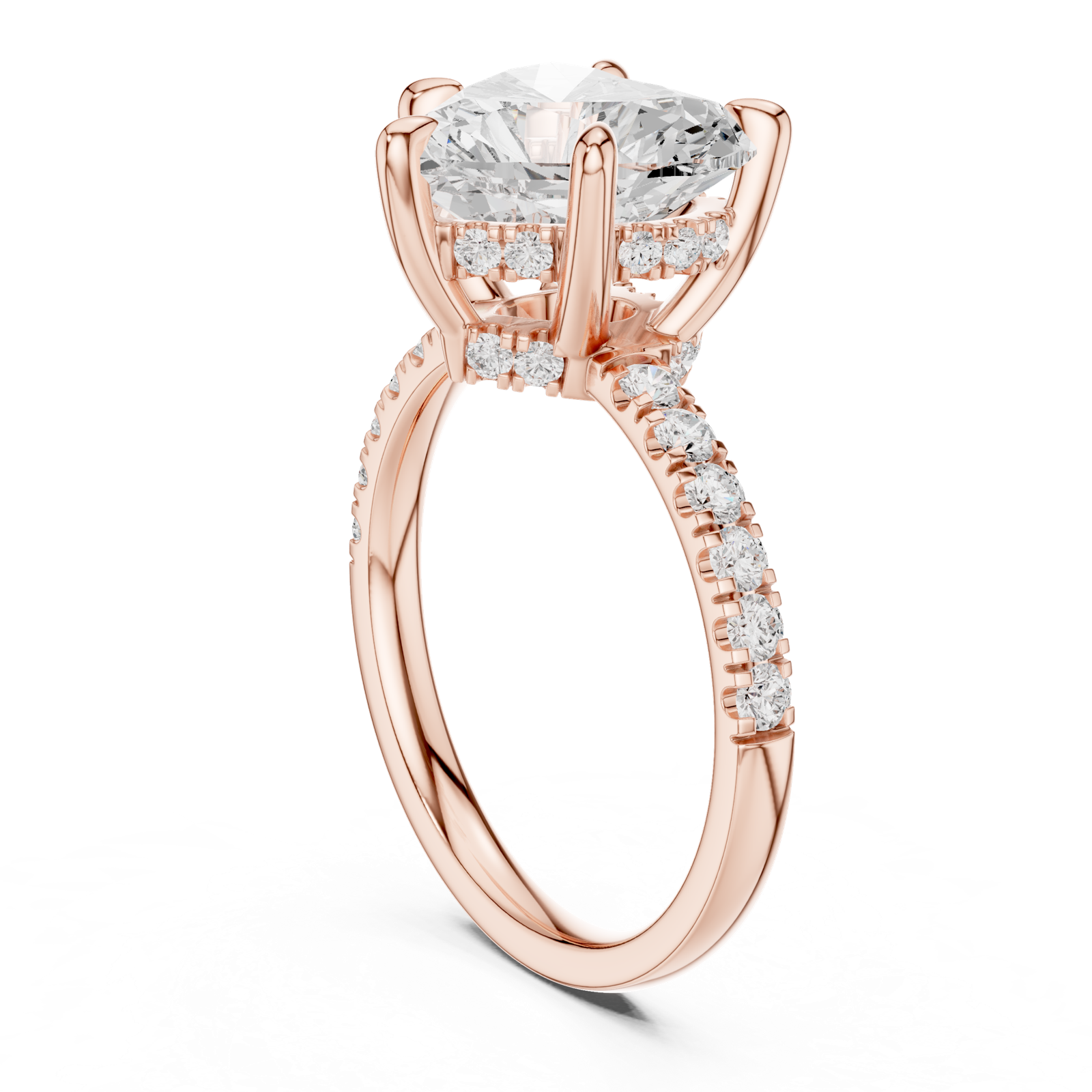 Gold Ring DDLR-259, Heart center stone, Rose Gold, view 1