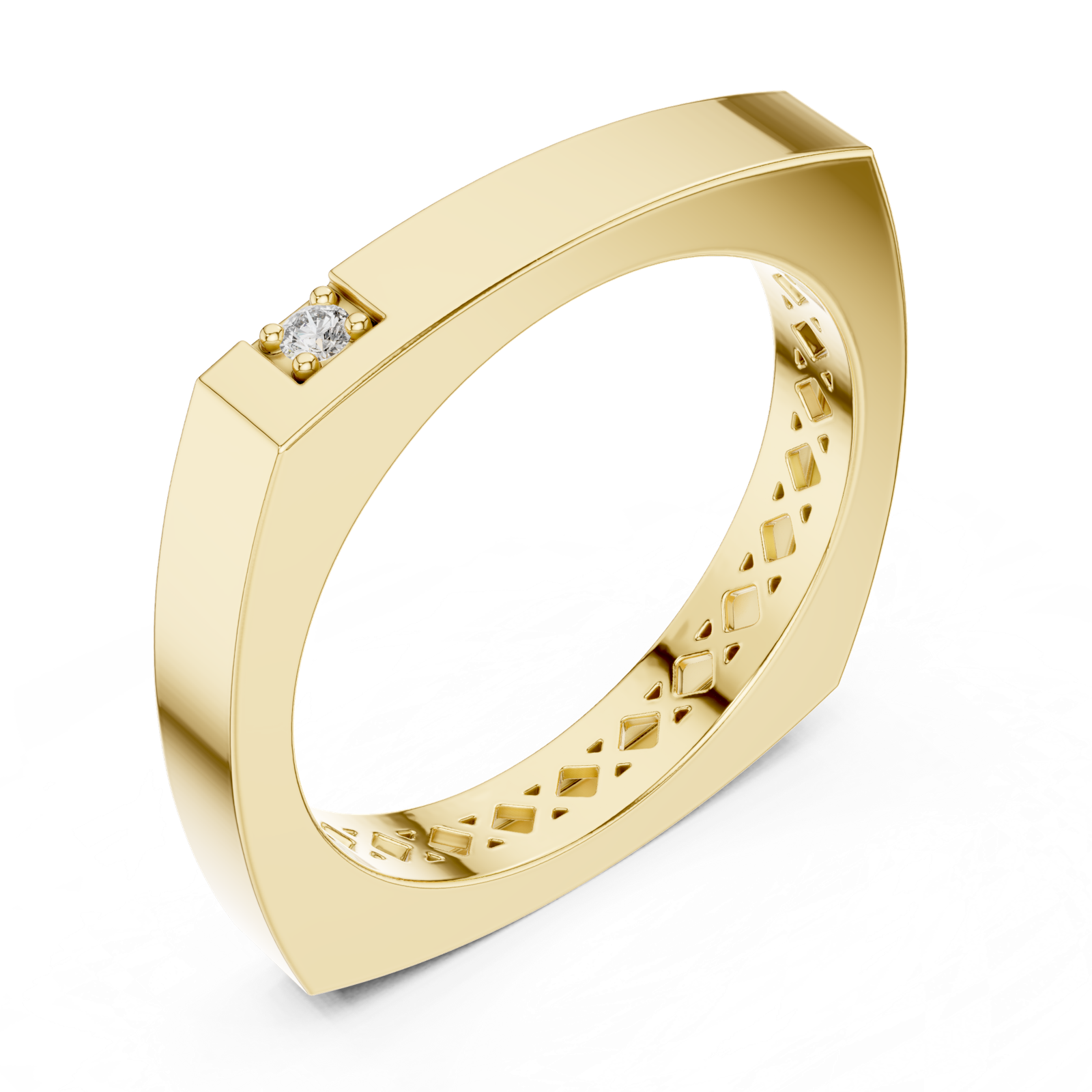 14K Solid Gold Lab Diamond Solitaire Ring, Yellow Gold, view 2