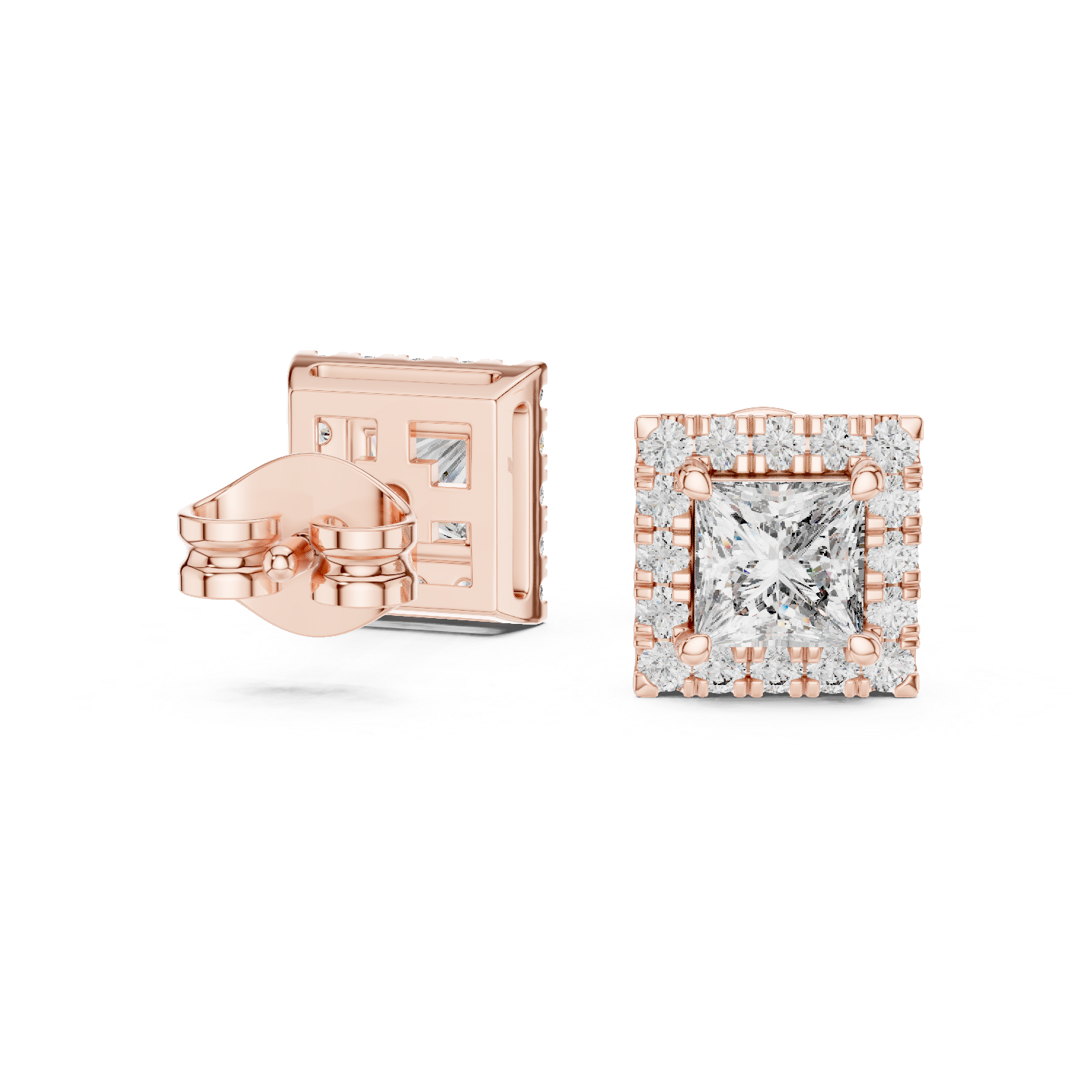 Gold Earrings GER-0367, Rose Gold, view 1