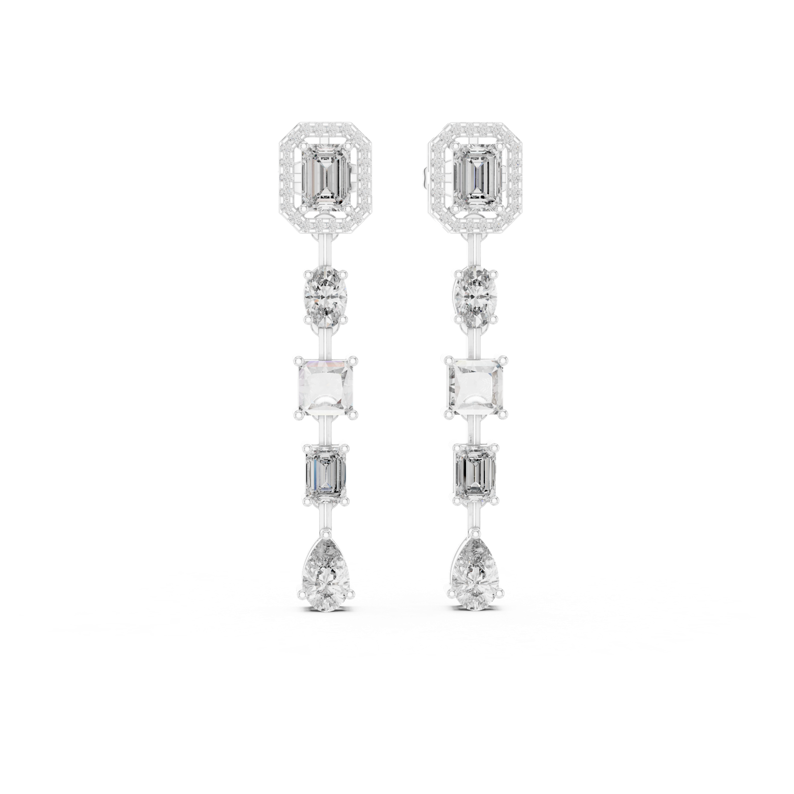 14K Solid Gold Lab Diamond Drop Earrings, White Gold, view 4