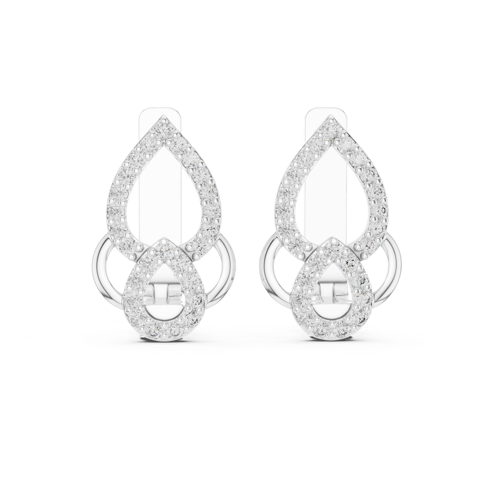 14K Solid Gold Lab Diamond Drop Earrings, White Gold, view 4