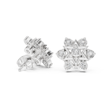 14K Solid Gold Lab Diamond Star Cluster Earrings, White Gold, view 1