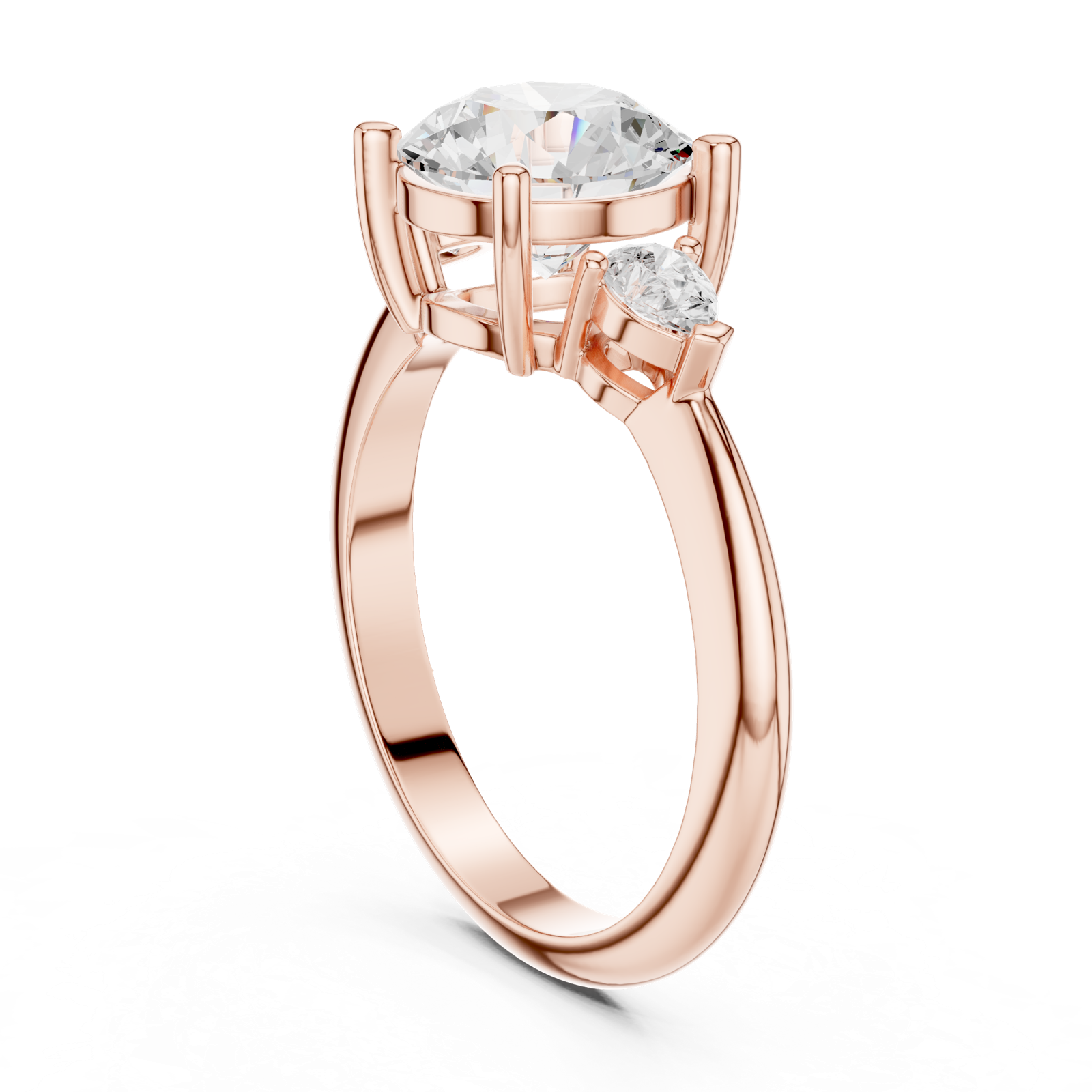 Gold Jewelry L35-66, Round center stone, Rose Gold, view 1