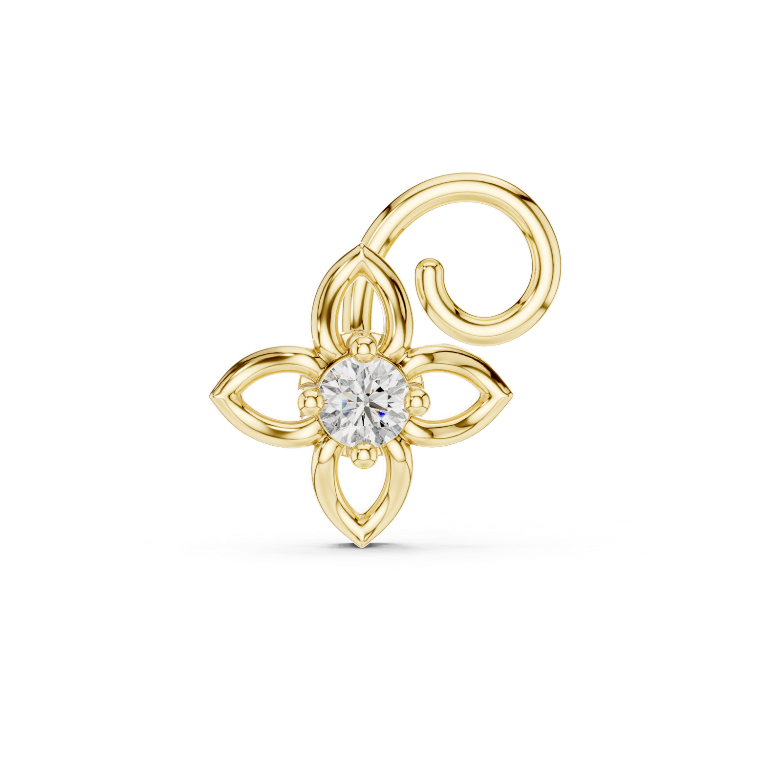 14K Solid Gold Lab Diamond Flower Cluster Earrings, Yellow Gold