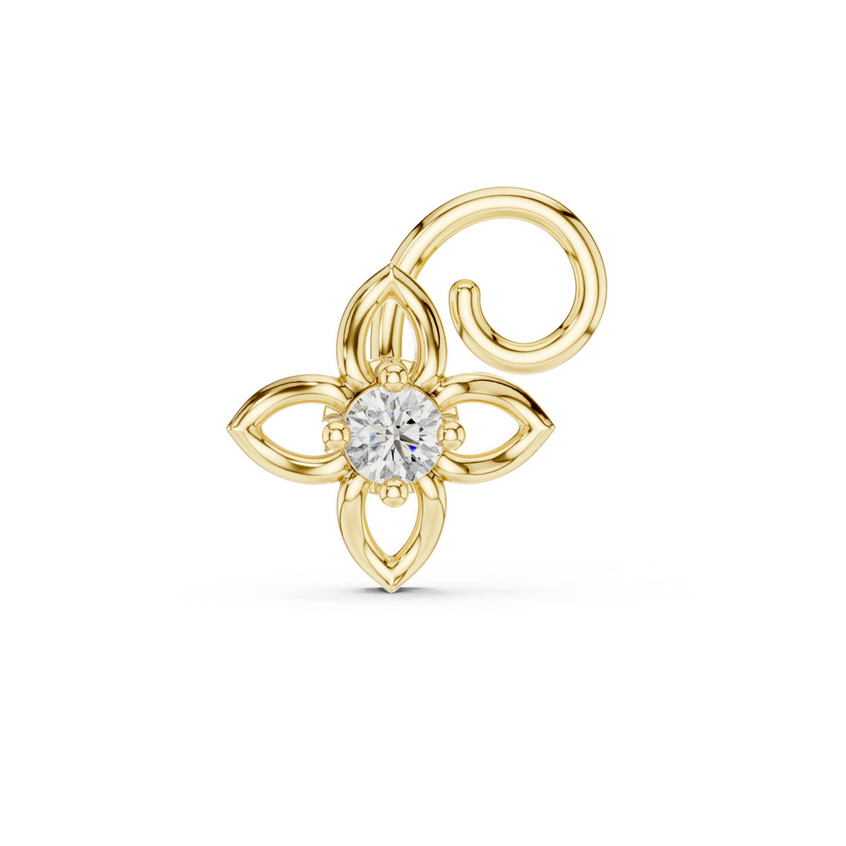 14K Solid Gold Lab Diamond Flower Cluster Earrings, Yellow Gold