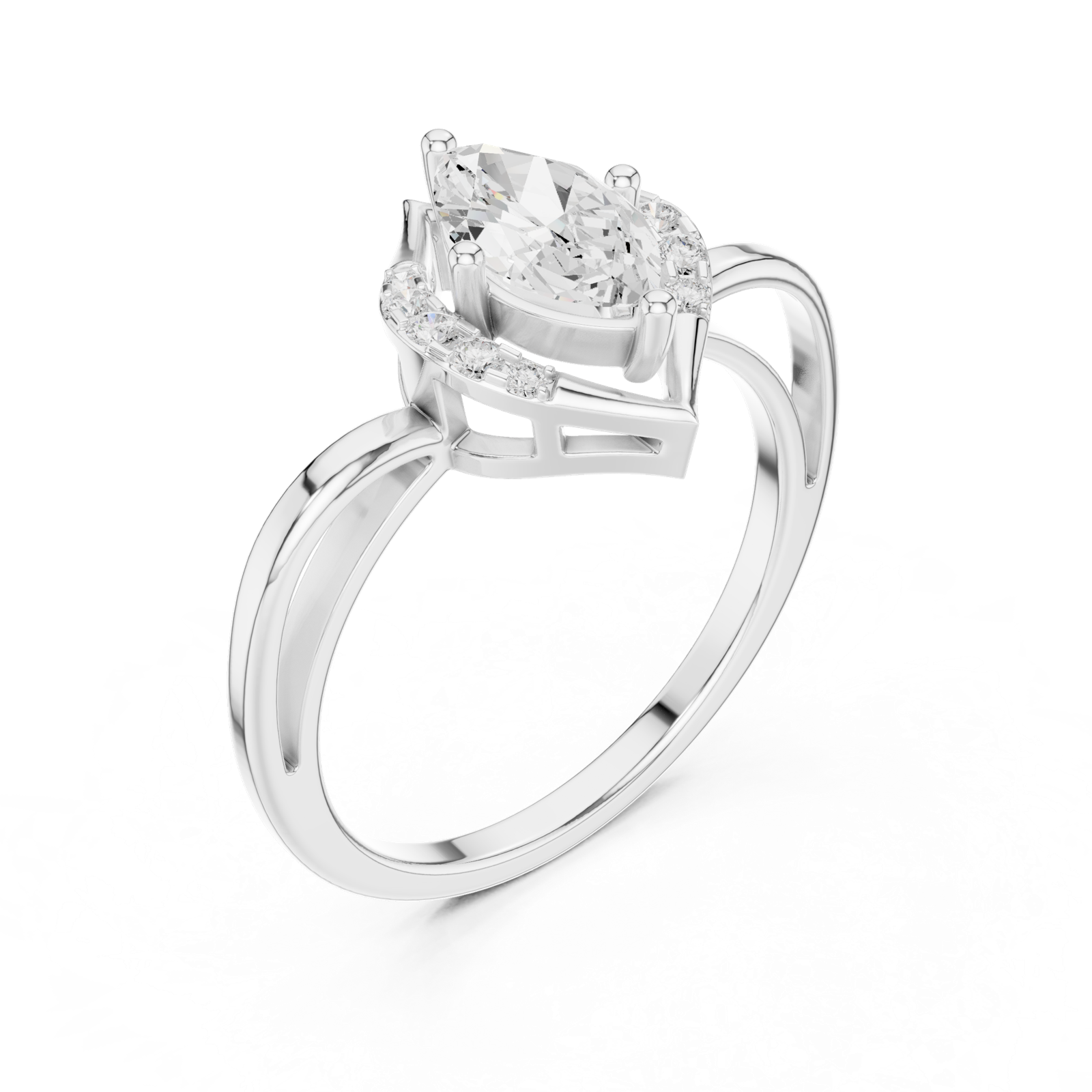 Gold Ring DDLR-512, White Gold, view 2
