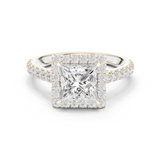 Gold Ring DDLR-118, Princess center stone, White Gold