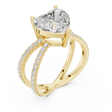 Gold Jewelry, Heart center stone, Yellow Gold, view 2
