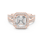 Gold Ring DDLR-350, Asscher center stone, Rose Gold, view 4